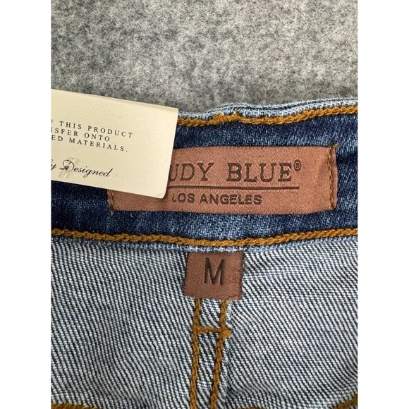 Judy Blue High Waist Denim Shorts Raw Hem Distressed Medium Wash Size M - Picture 3 of 11